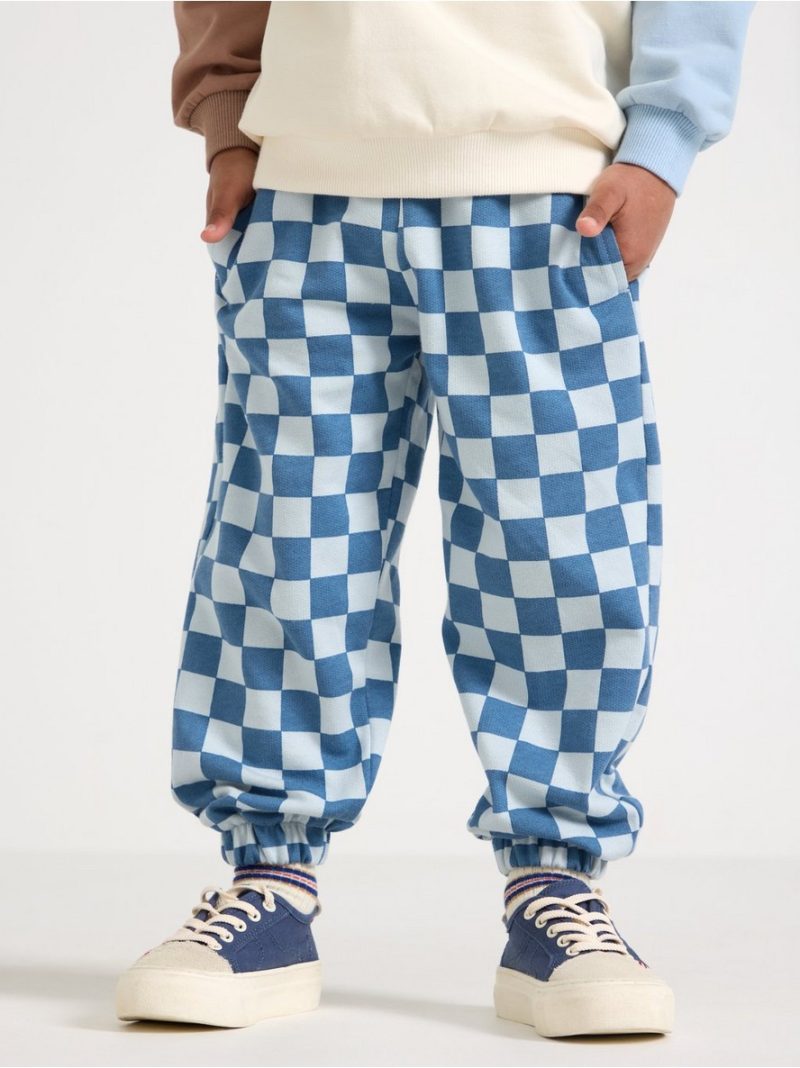 Checked joggers with brushed inside - 3014096-8887