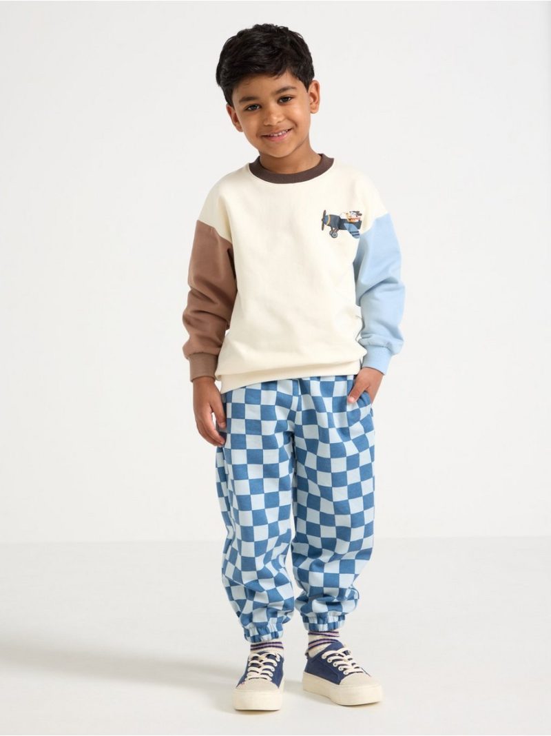 Checked joggers with brushed inside - 3014096-8887