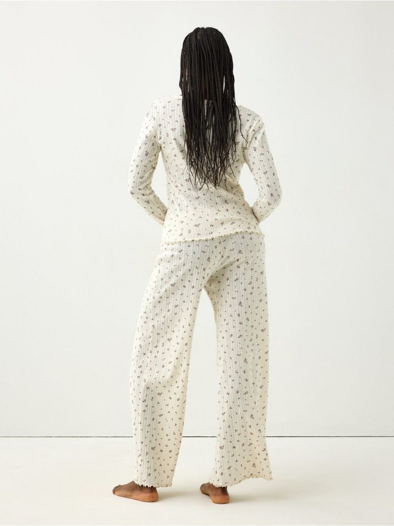 Wide pyjama trousers in pointelle - 3011473-7159