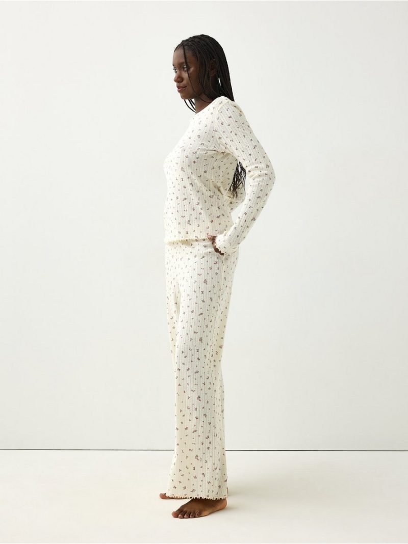Wide pyjama trousers in pointelle - 3011473-7159
