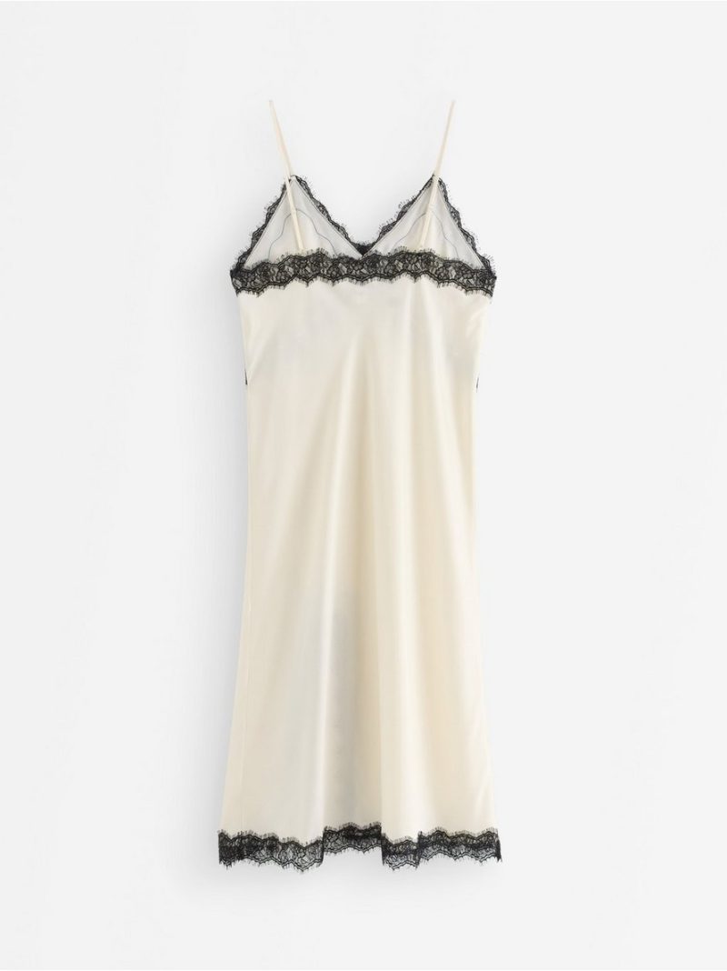 Nightdress in satin with lace trim - 3011481-7159