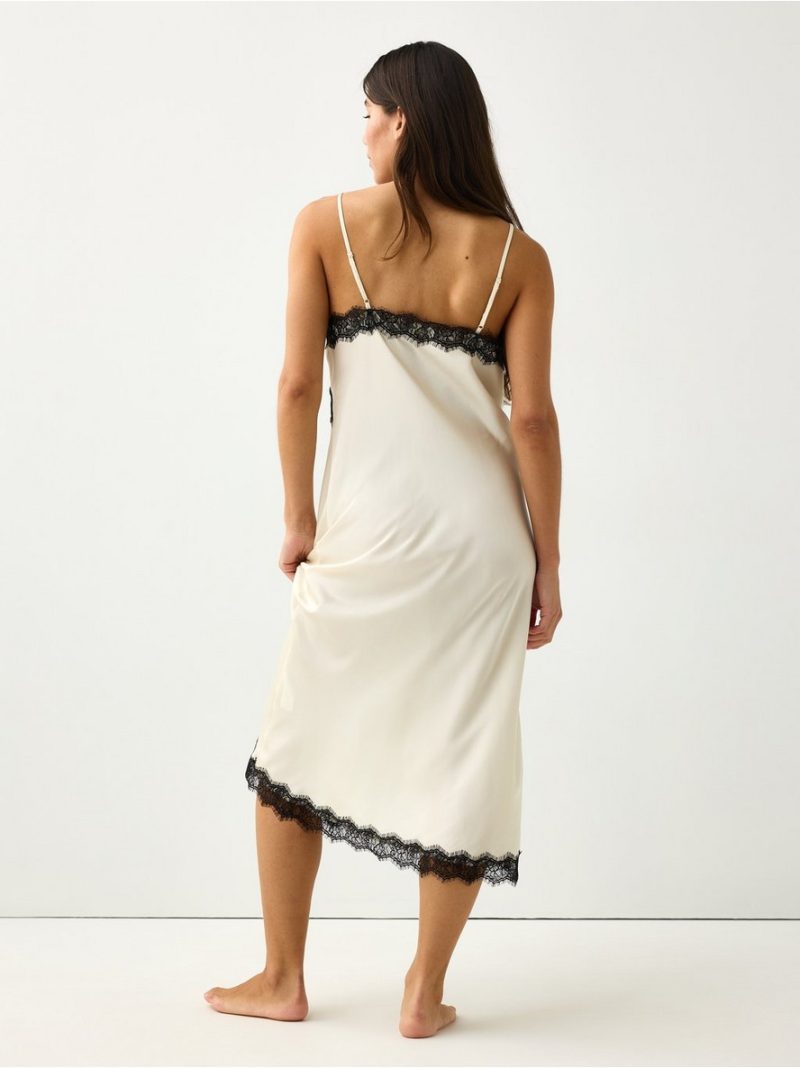 Nightdress in satin with lace trim - 3011481-7159