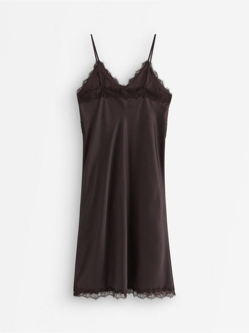 Nightdress in satin with lace trim - 3011481-9631