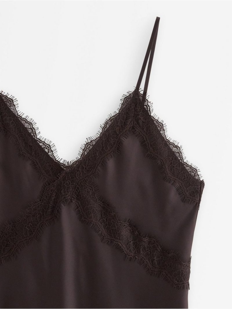 Nightdress in satin with lace trim - 3011481-9631
