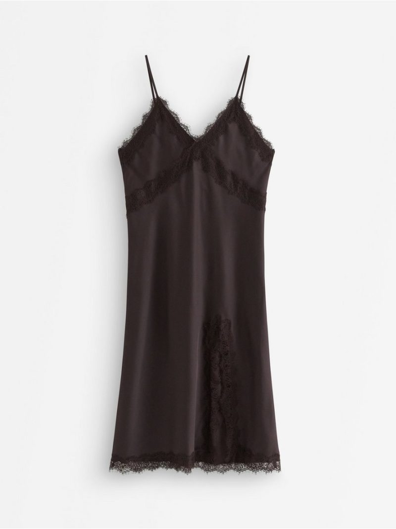 Nightdress in satin with lace trim - 3011481-9631