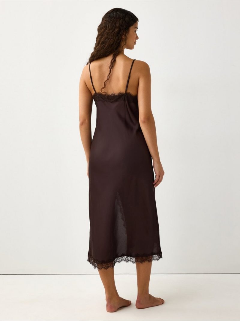 Nightdress in satin with lace trim - 3011481-9631