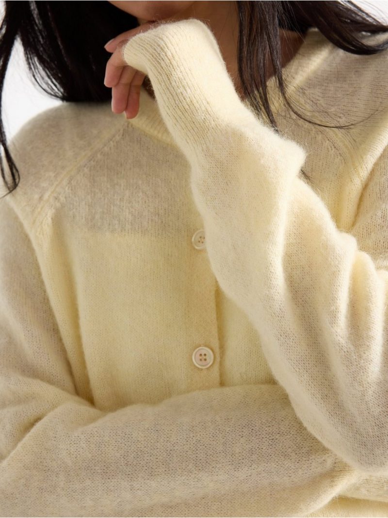 Fine-knit cardigan in wool blend - 3011664-9766