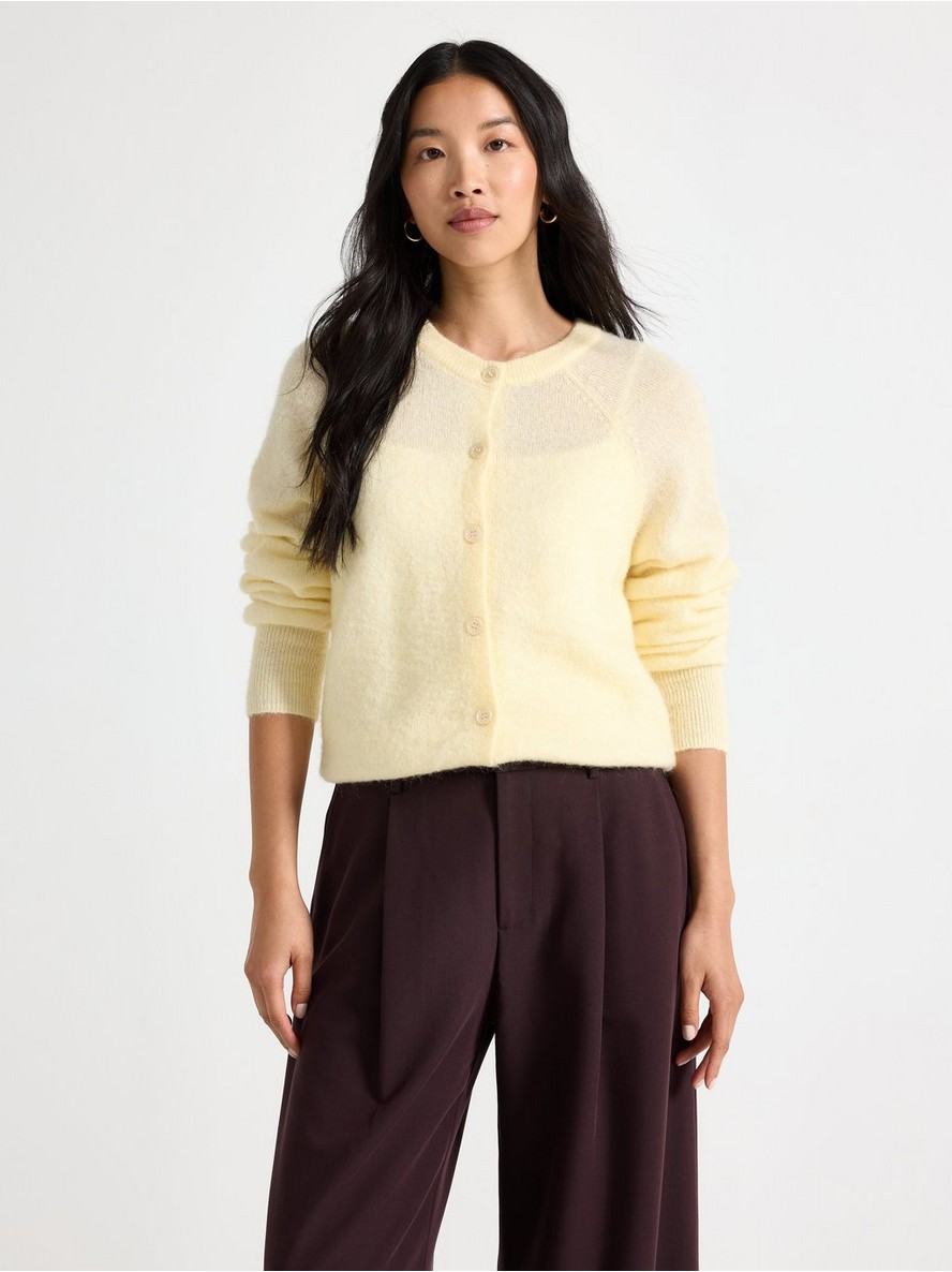 Fine-knit cardigan in wool blend - 3011664-9766