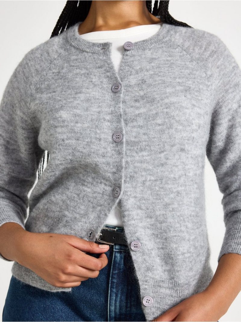 Fine-knit cardigan in wool blend - 3011664-9803
