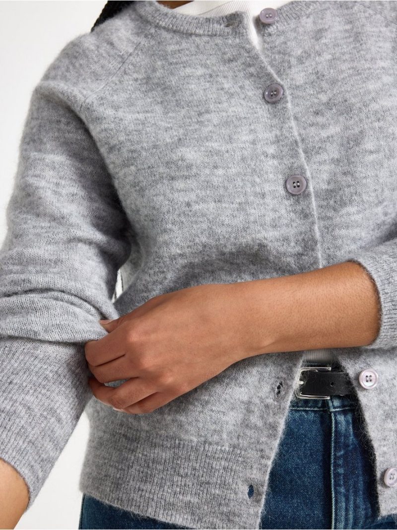Fine-knit cardigan in wool blend - 3011664-9803