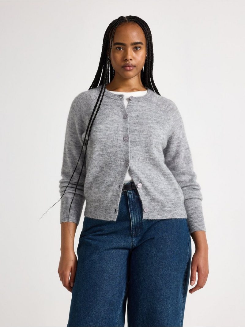 Fine-knit cardigan in wool blend - 3011664-9803