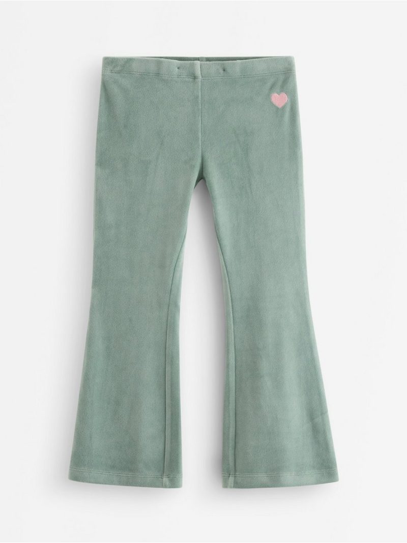 Solid flared leggings in velour - 3011888-2162