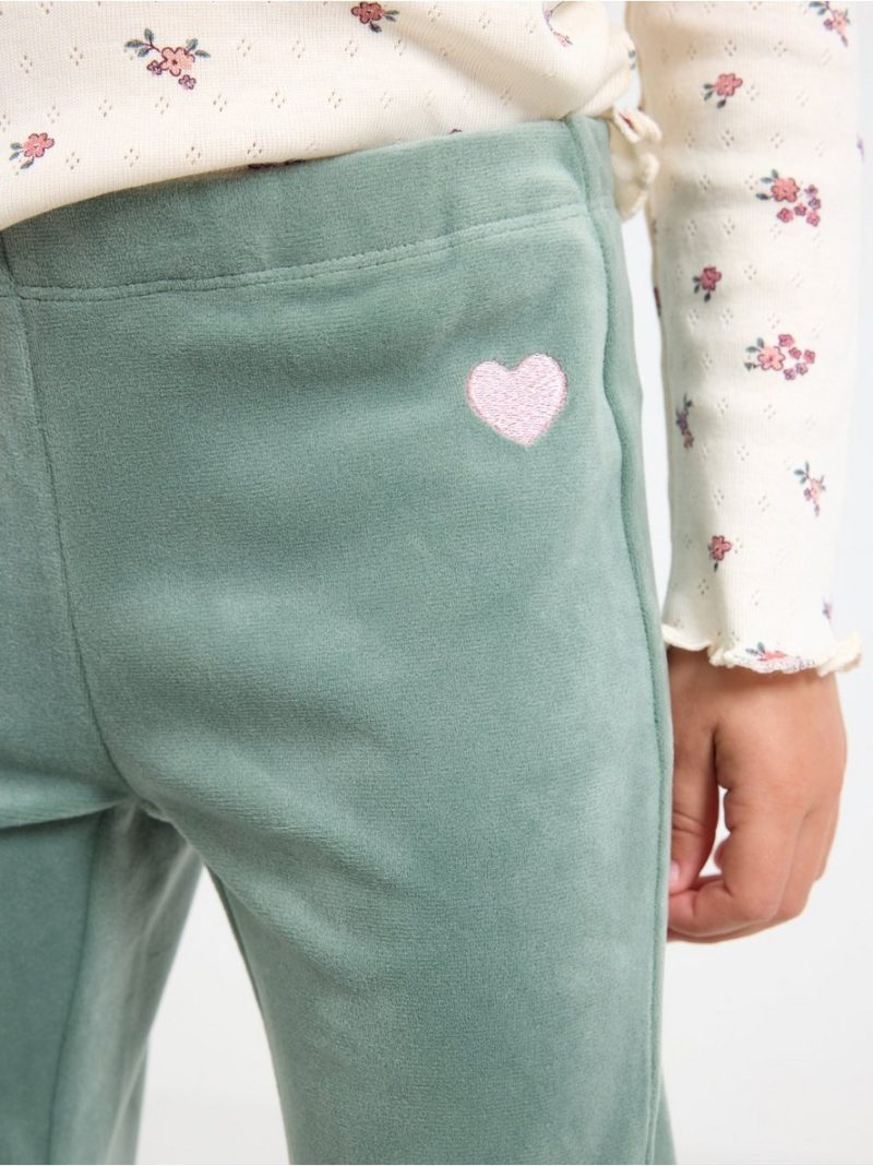 Solid flared leggings in velour - 3011888-2162