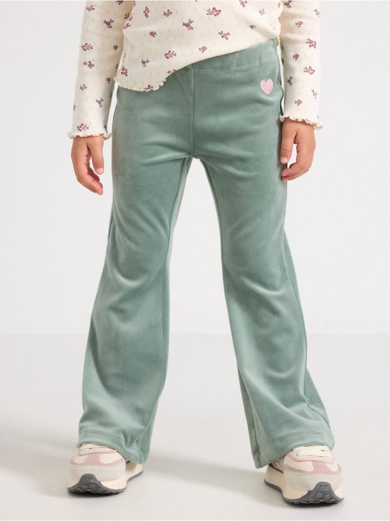 Solid flared leggings in velour - 3011888-2162