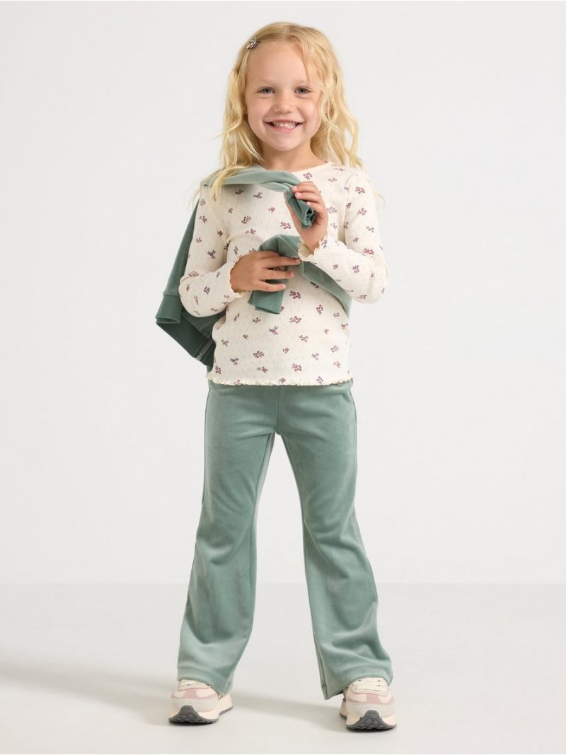 Solid flared leggings in velour - 3011888-2162