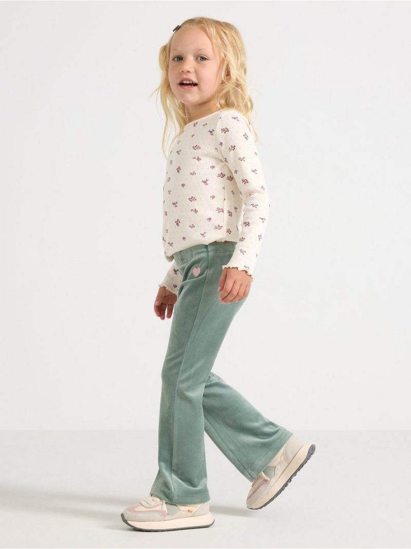Solid flared leggings in velour - 3011888-2162