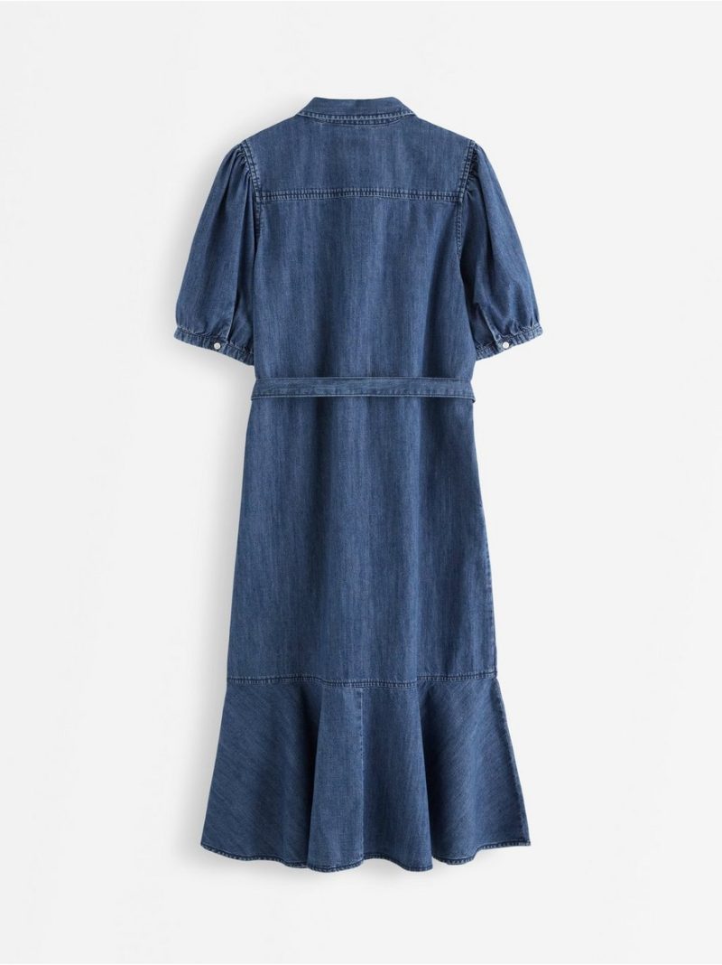 Short-sleeved midi dress in denim - 3012018-790