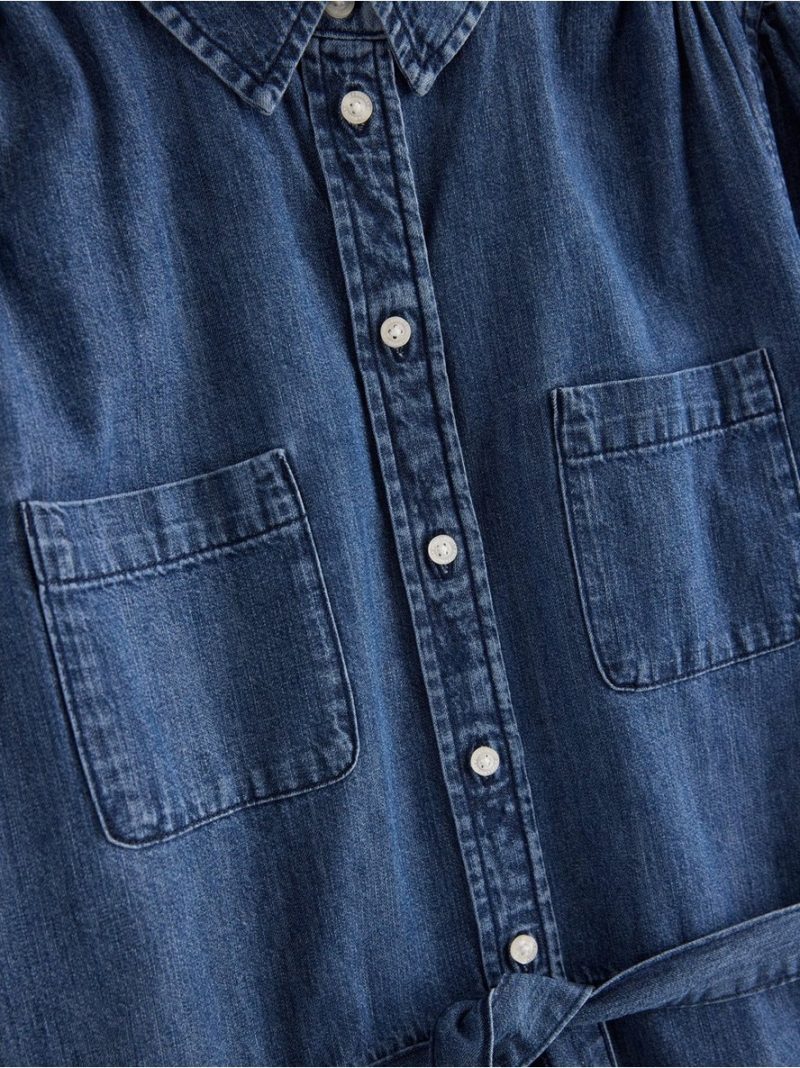 Short-sleeved midi dress in denim - 3012018-790