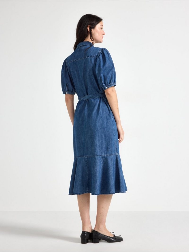 Short-sleeved midi dress in denim - 3012018-790