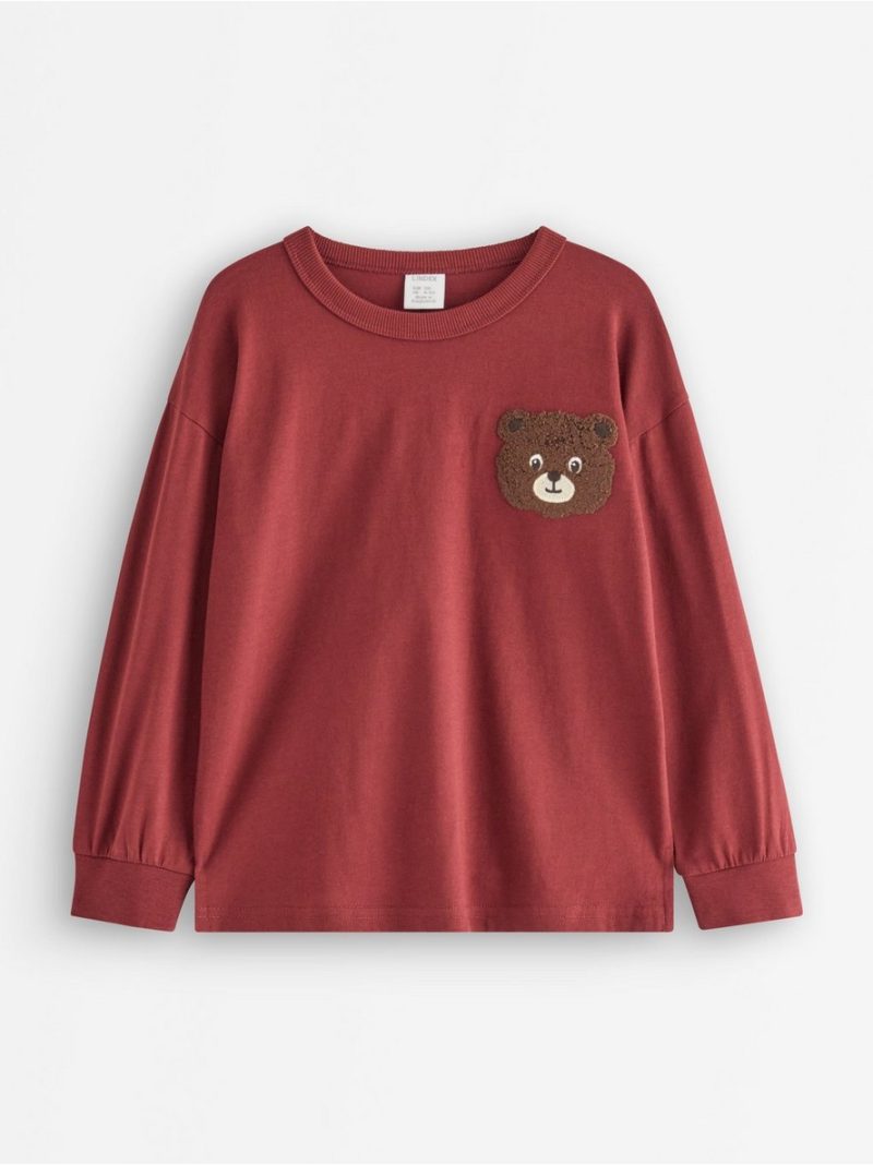 Long-sleeved top with terry applique - 3012703-7936