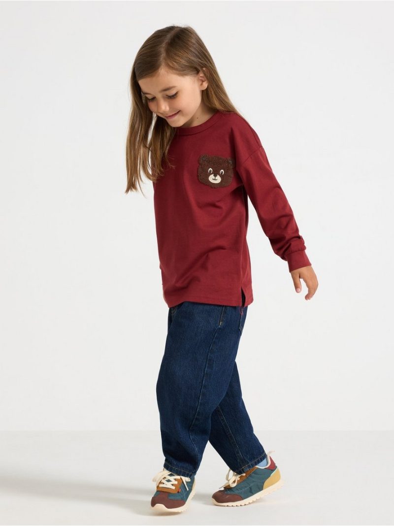 Long-sleeved top with terry applique - 3012703-7936