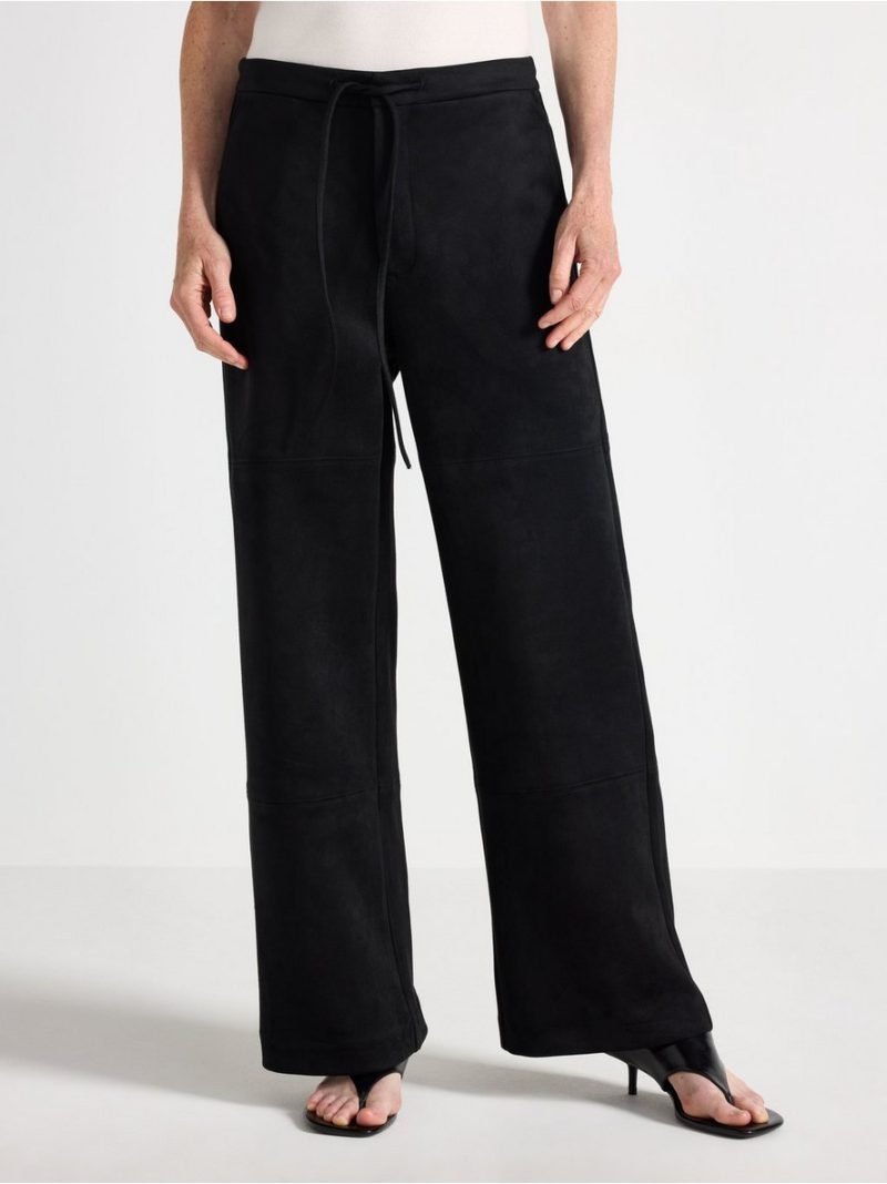 Straight trousers in imitation suede - 3012837-80