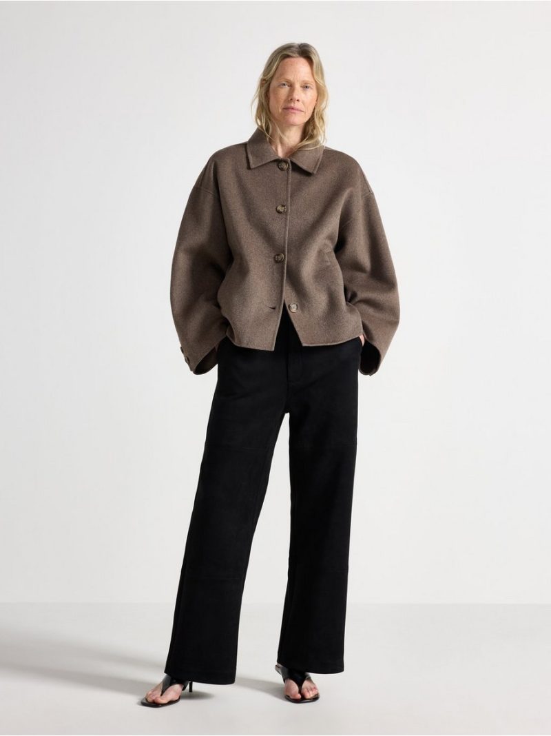 Straight trousers in imitation suede - 3012837-80