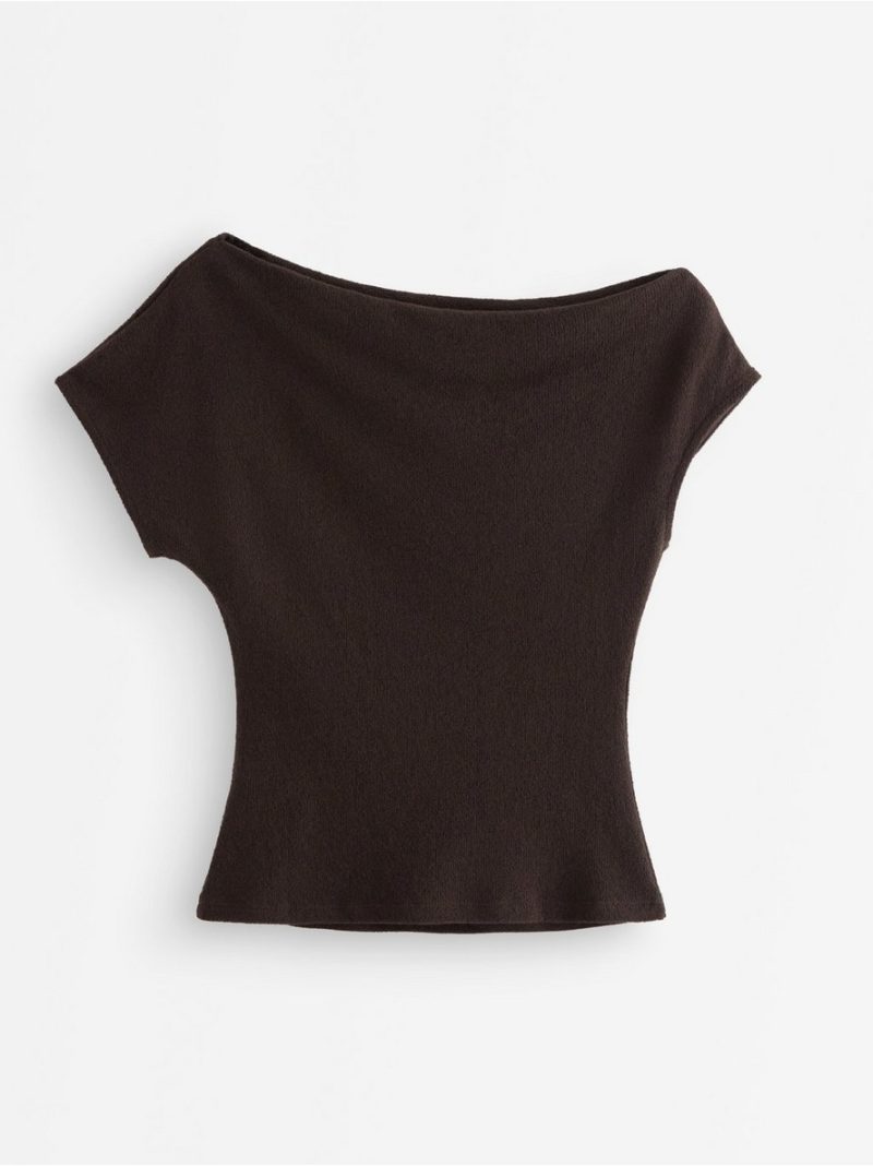 Fine-knit top with short sleeves - 3012996-8117