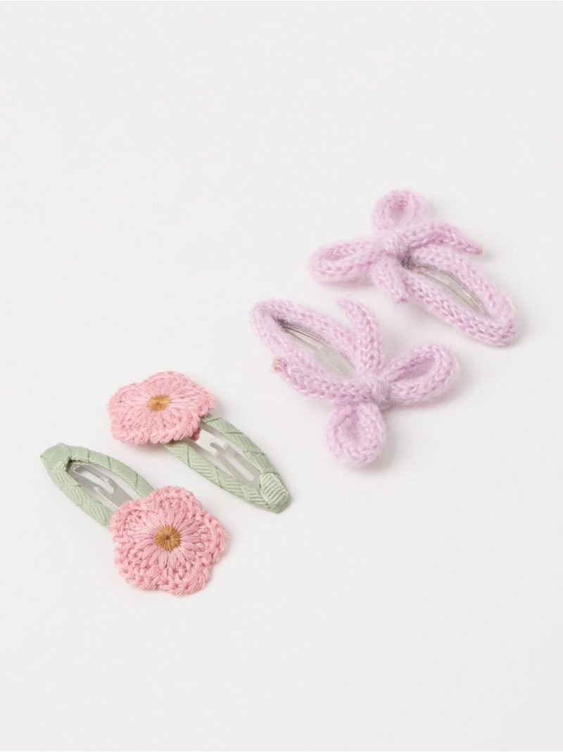 4-pack hair clips with flowers - 3013339-7955