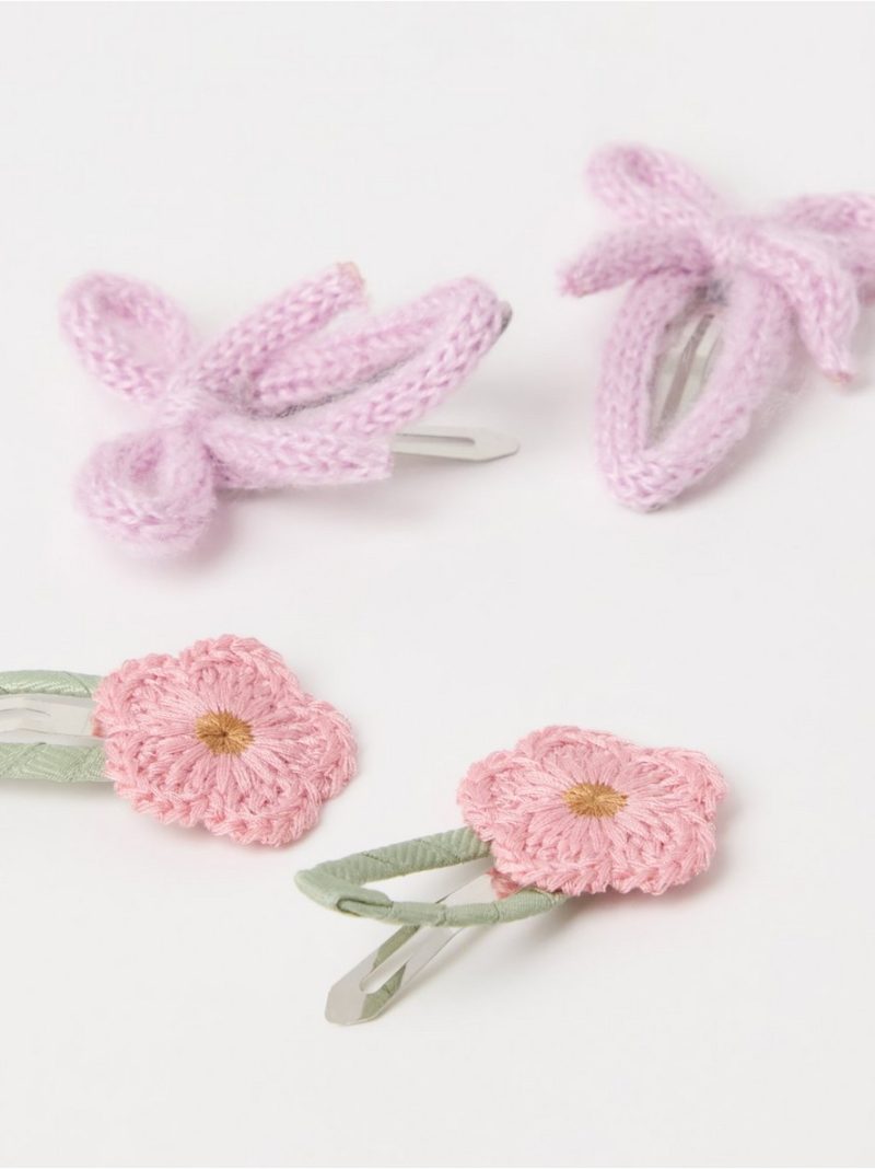 4-pack hair clips with flowers - 3013339-7955