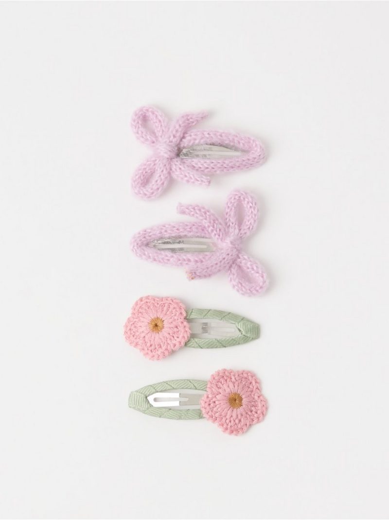 4-pack hair clips with flowers - 3013339-7955