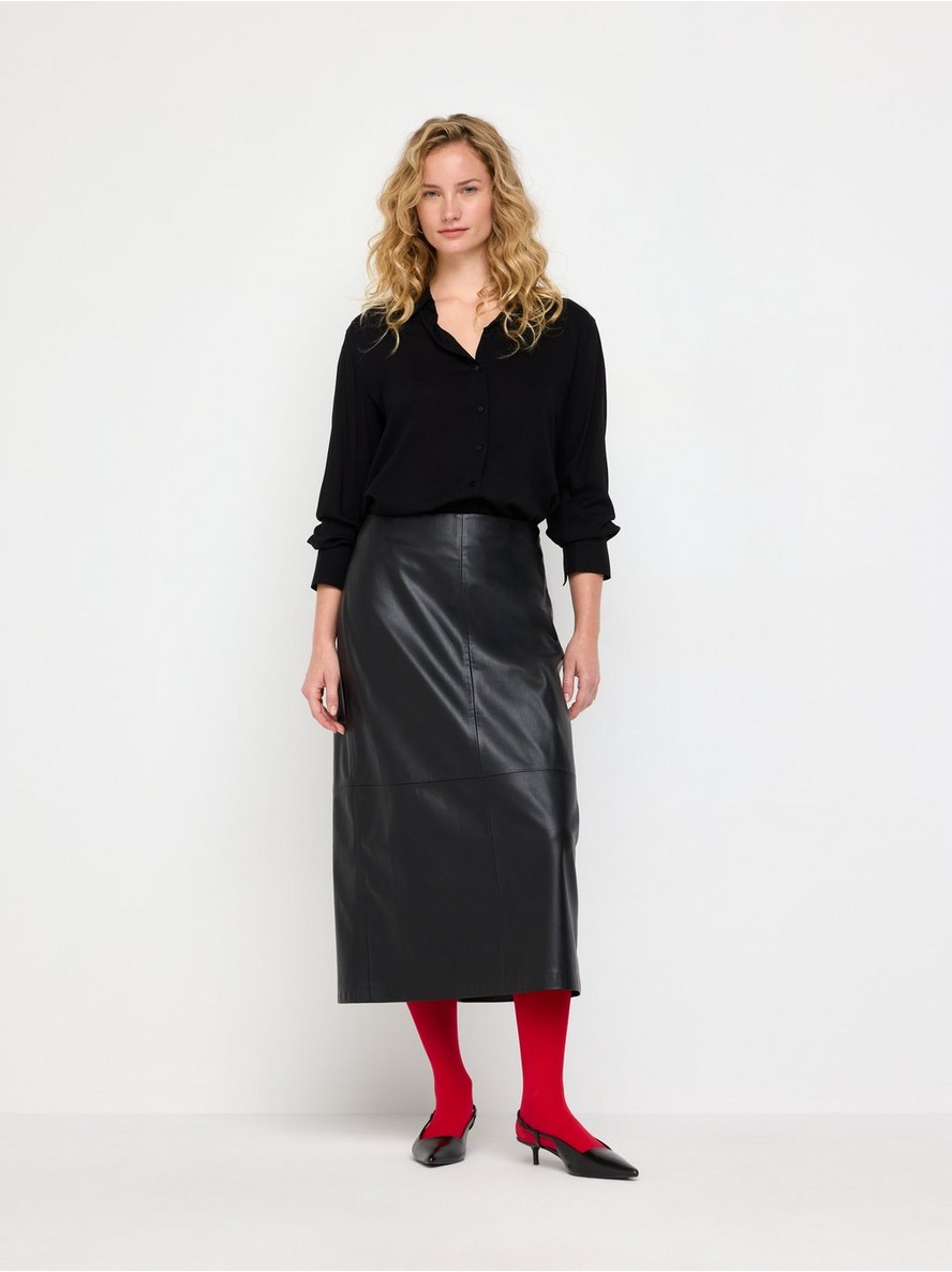 Midi skirt in imitation leather - 3013361-80