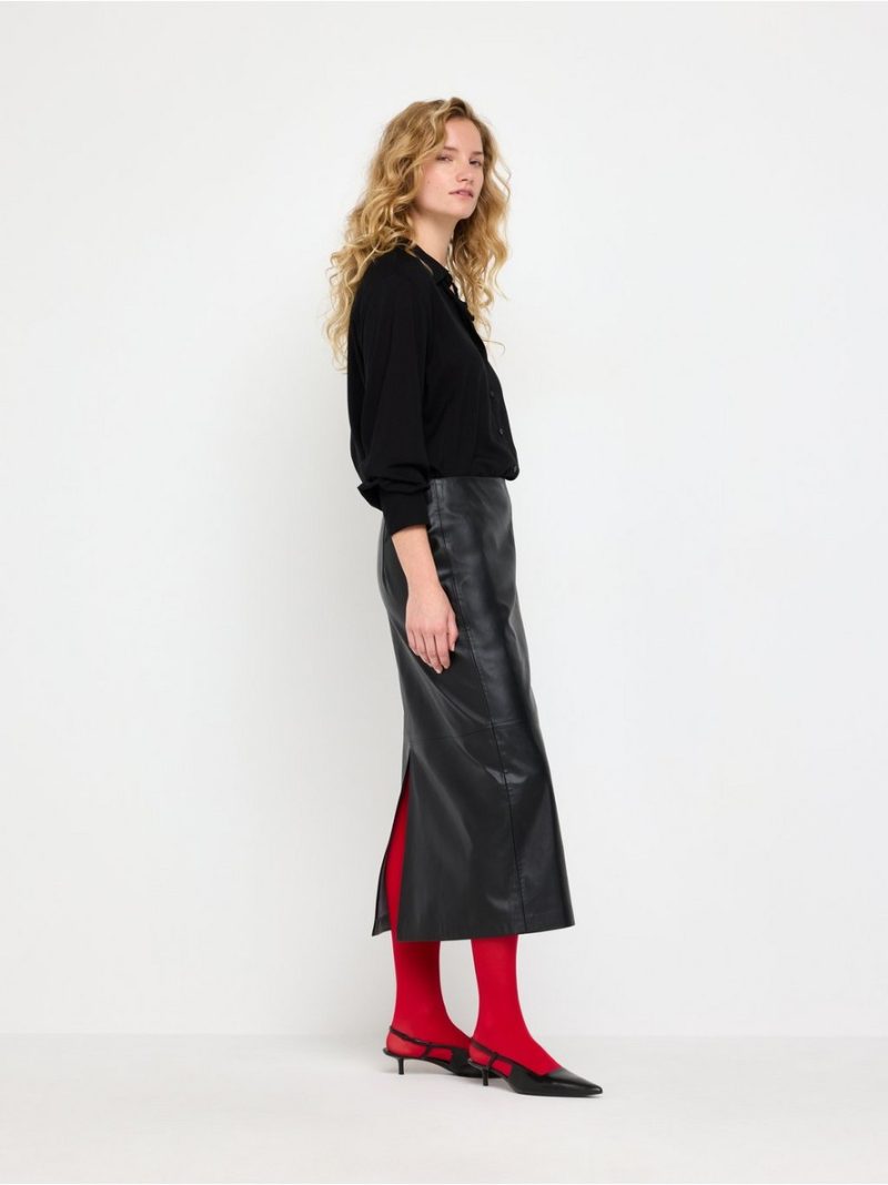 Midi skirt in imitation leather - 3013361-80