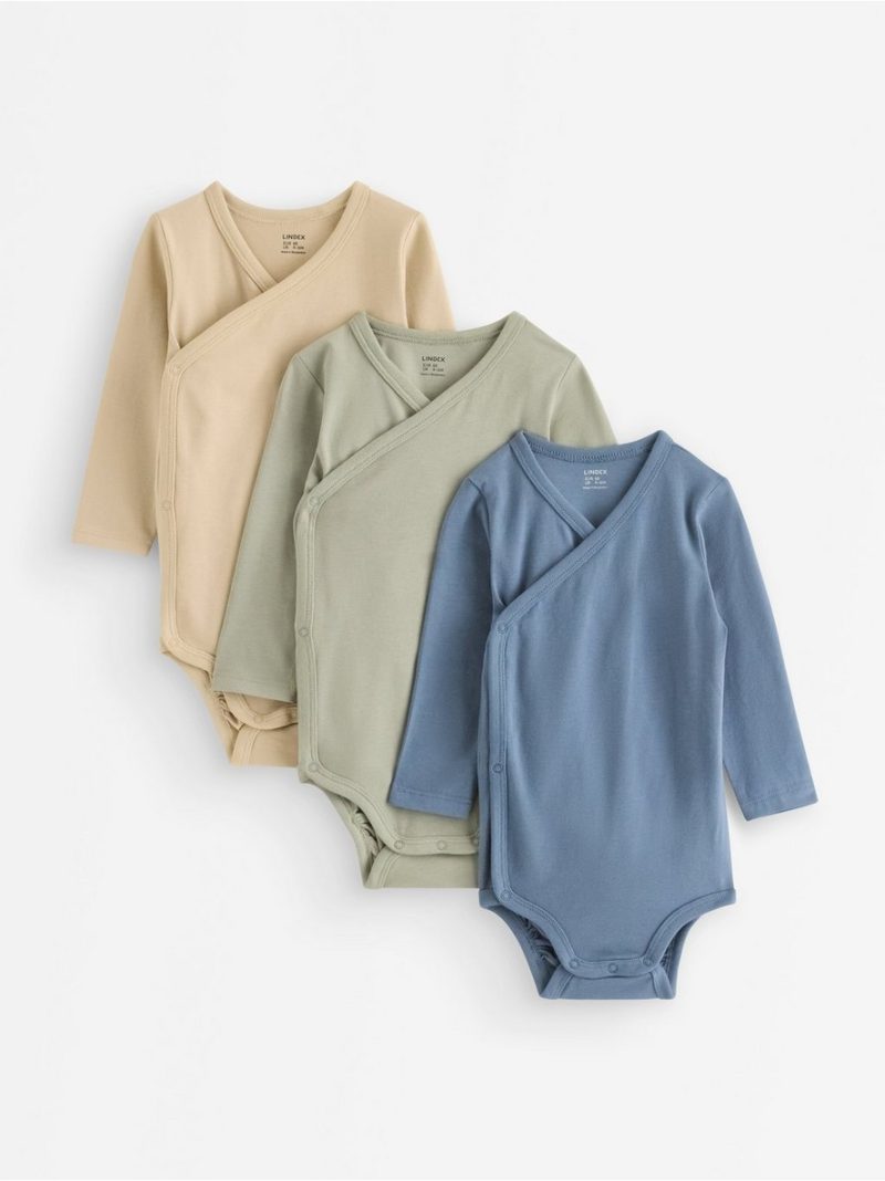 3-pack solid wrap bodysuits - 3013376-4146