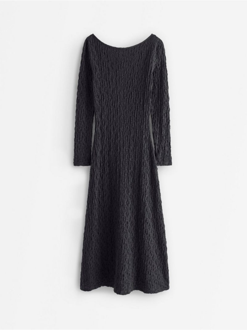 Crinkled midi dress with long sleeves - 3013382-80