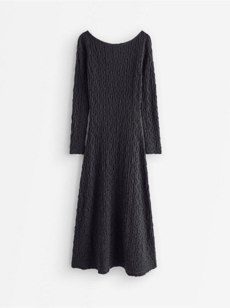 Crinkled midi dress with long sleeves - 3013382-80
