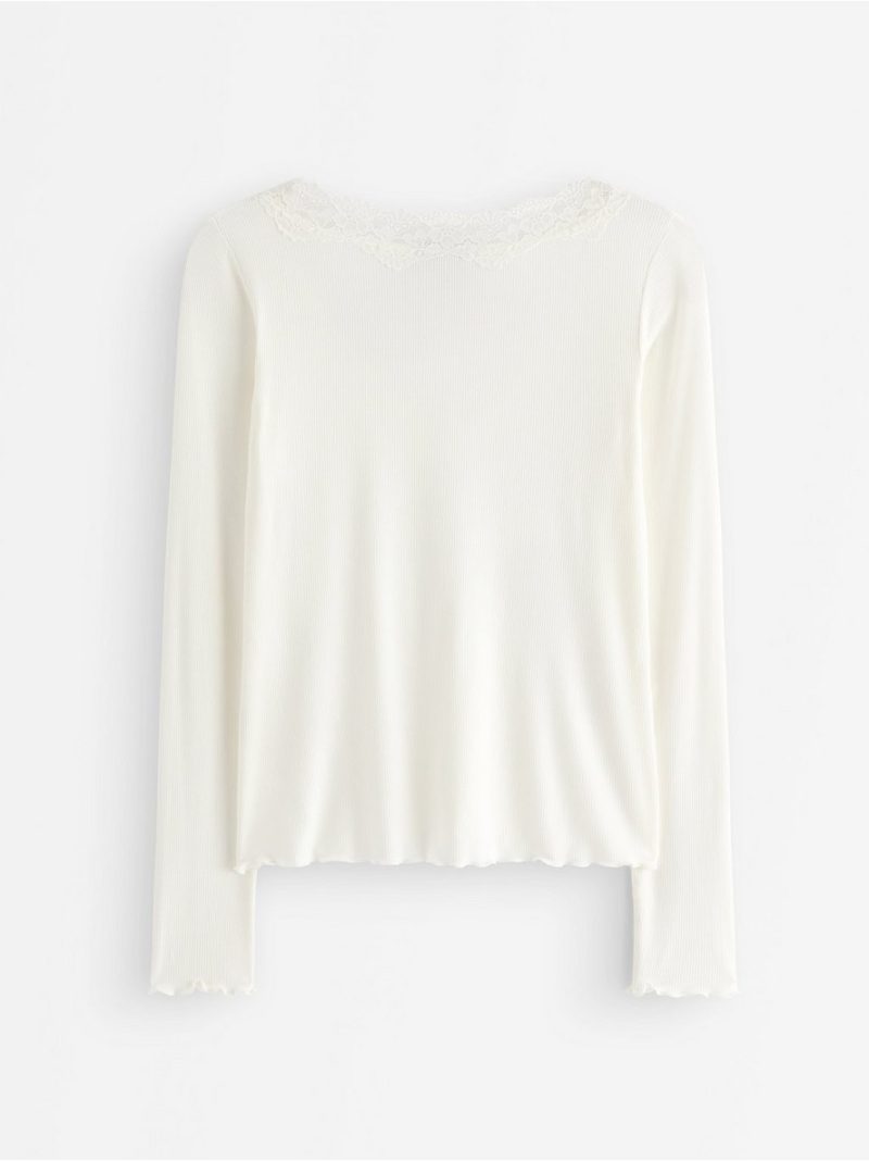 Ribbed top with lace - 3013705-1418