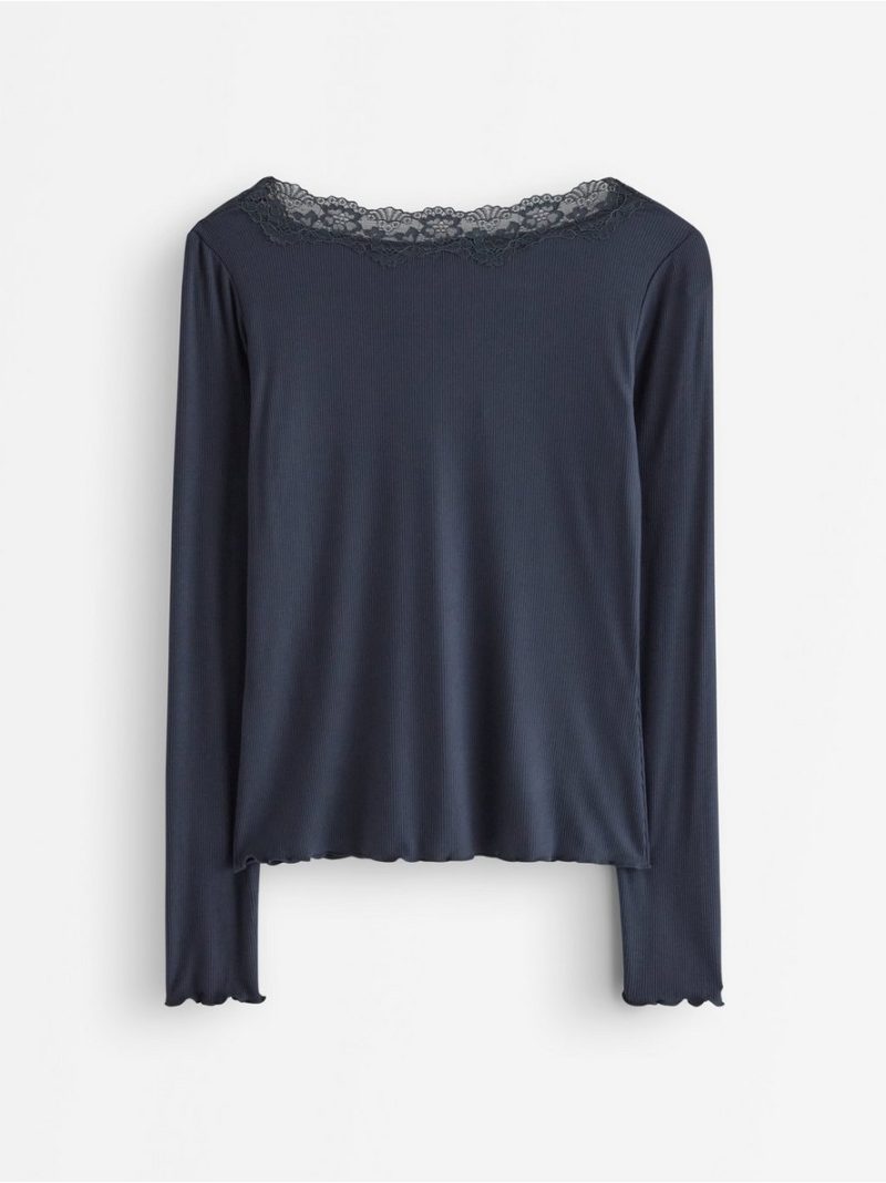 Ribbed top with lace - 3013705-7318