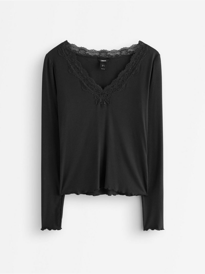 Ribbed top with lace - 3013705-80