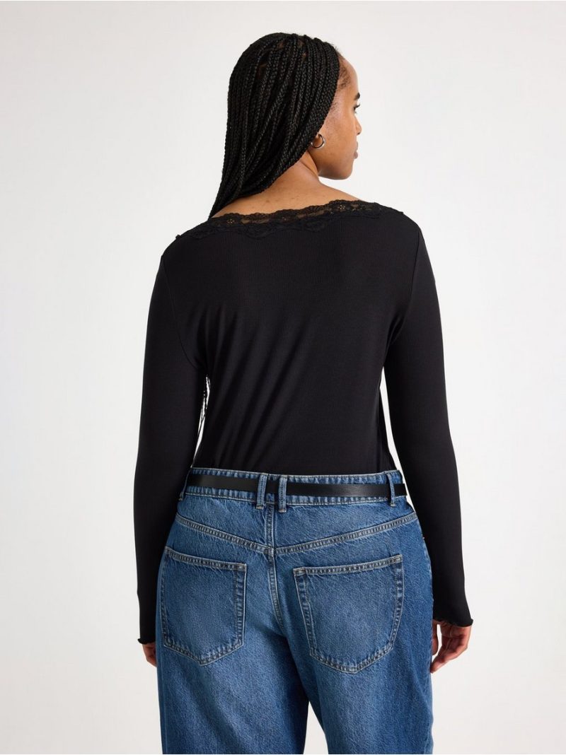 Ribbed top with lace - 3013705-80