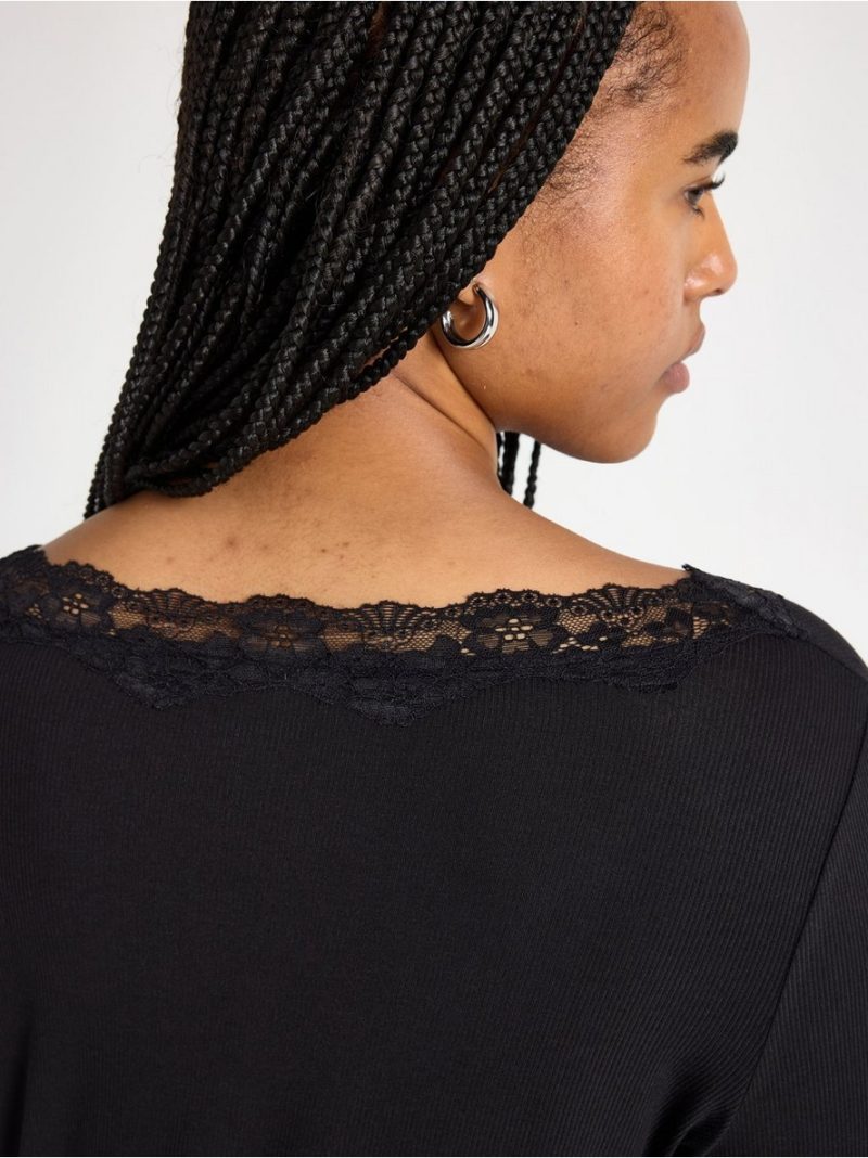 Ribbed top with lace - 3013705-80