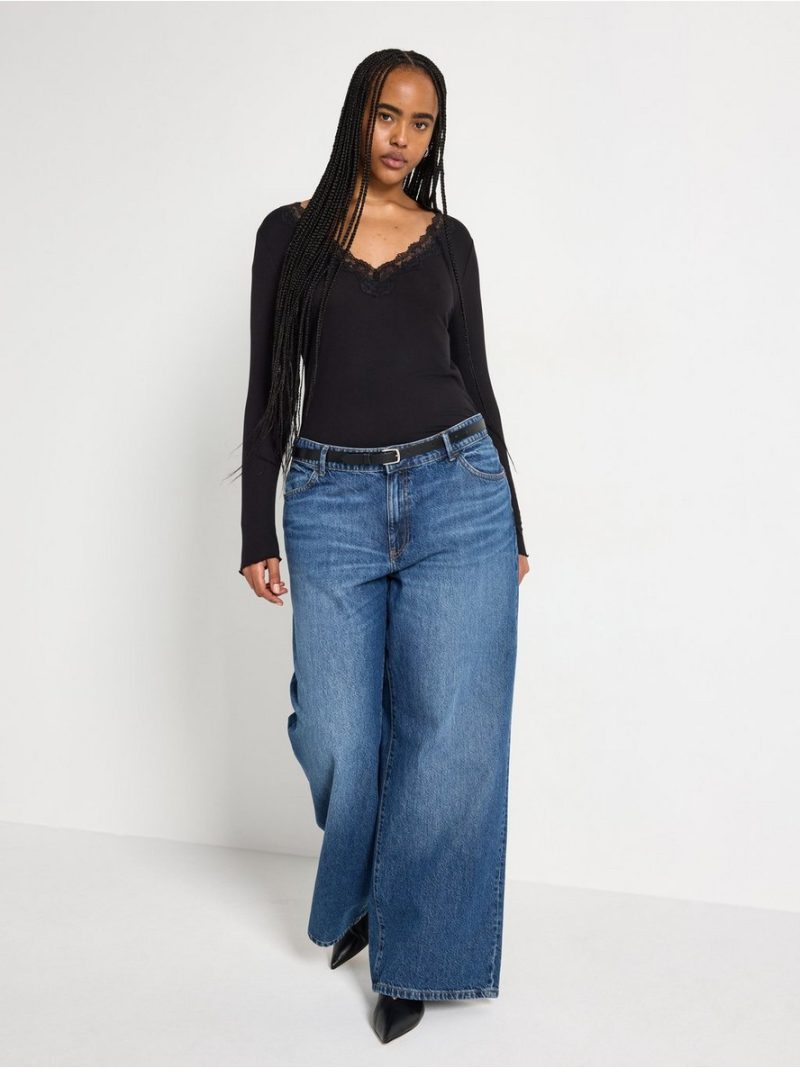 Ribbed top with lace - 3013705-80