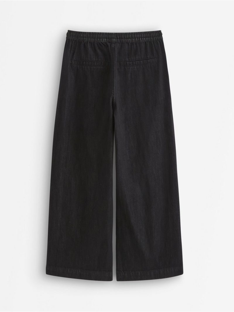 Wide denim trousers with elastic waist - 3014000-141