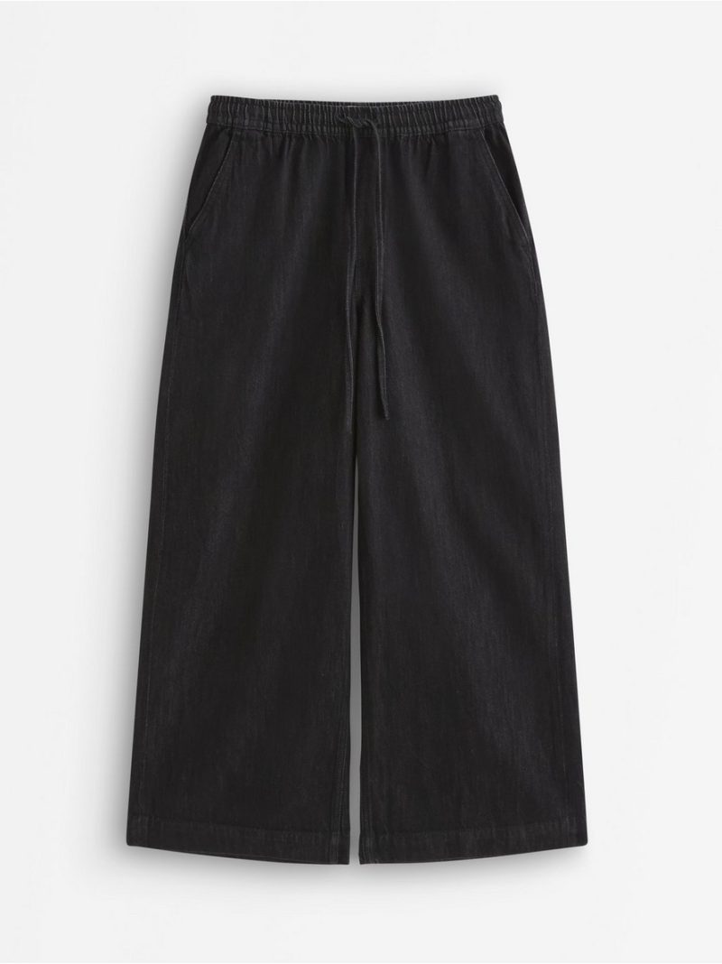 Wide denim trousers with elastic waist - 3014000-141