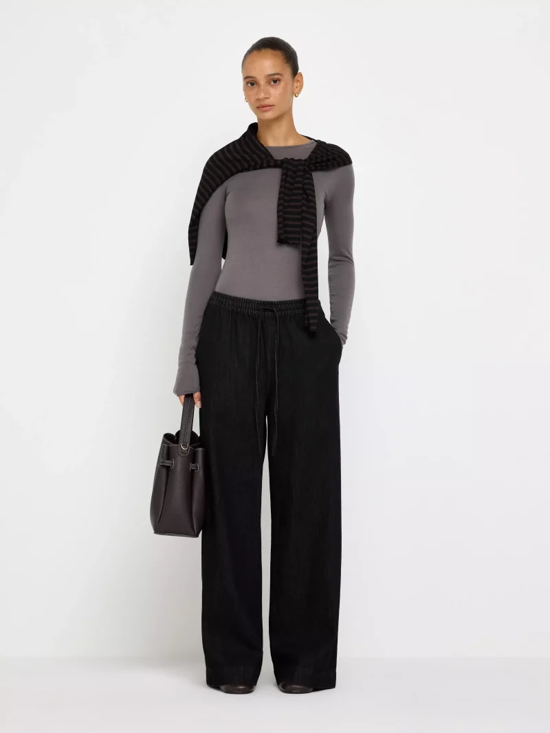 Farmerke - Wide denim trousers with elastic waist