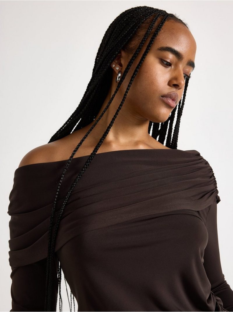 Long-sleeved top with cowl neck - 3014085-8117