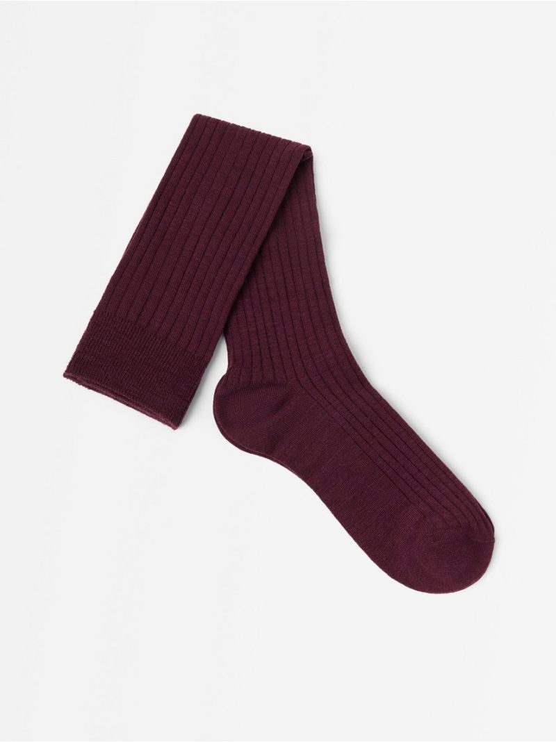 Ribbed knee-high socks in merino wool blend - 3002053-1351