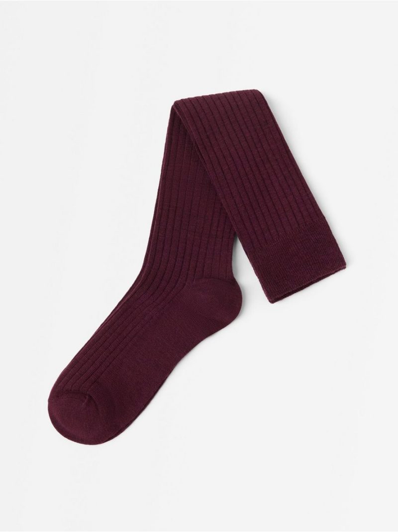 Ribbed knee-high socks in merino wool blend - 3002053-1351