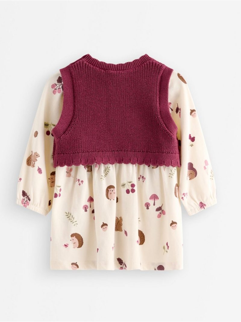 Set with jersey dress and knitted vest - 3012173-6809