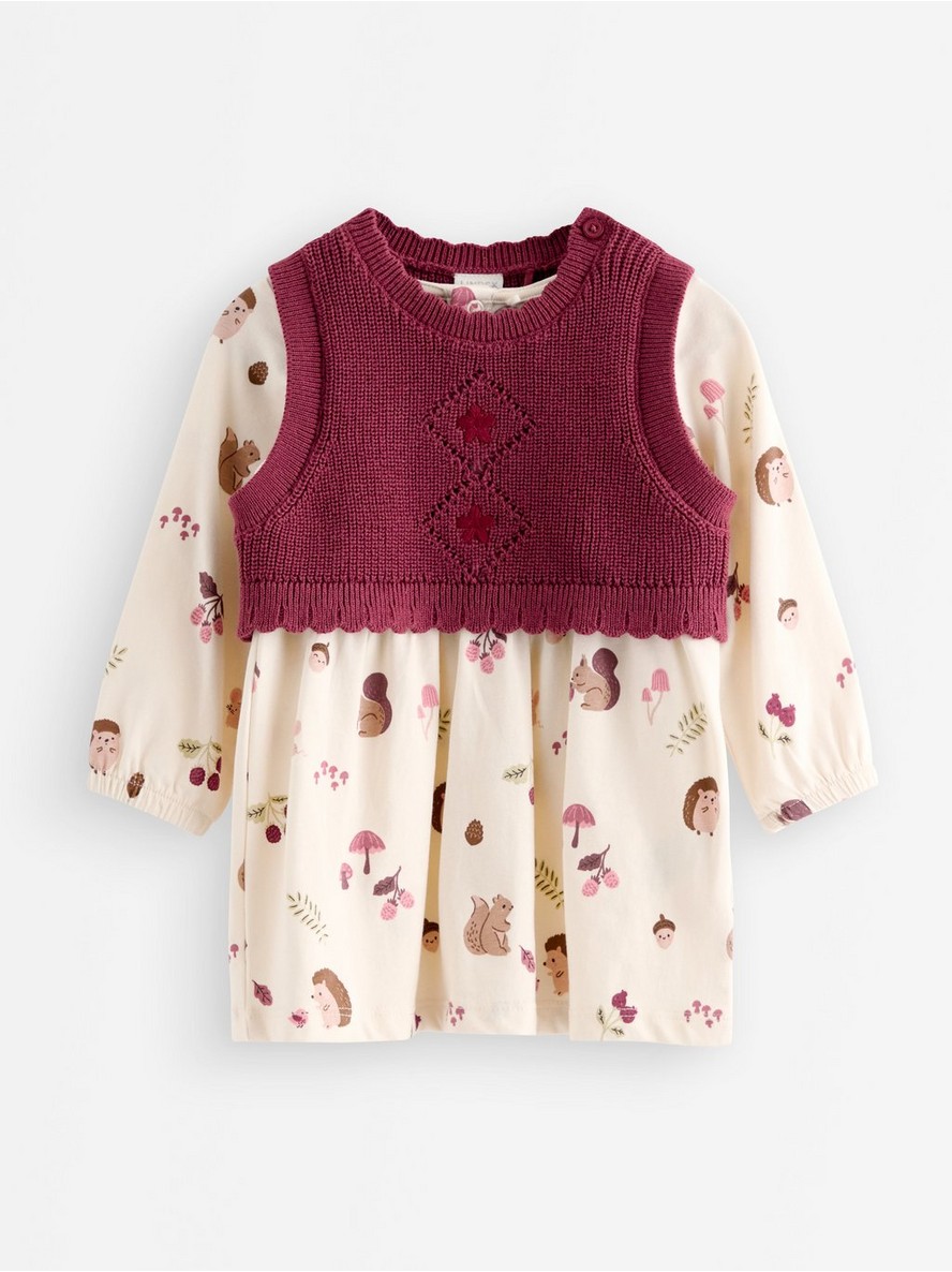 Set with jersey dress and knitted vest - 3012173-6809